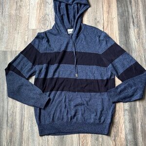 Calvin Klein Navy and Black Striped Crewneck Hoodie Sweater